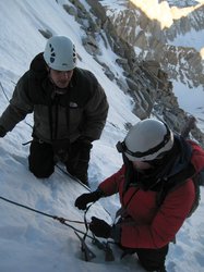 Using a prusik to ascend a fixed line on Mount Whitney&#x27;s Mountaineer&#x27;s Route, from Winter Mountaineering Trip 2011