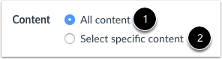 A picture of the content radio button selections