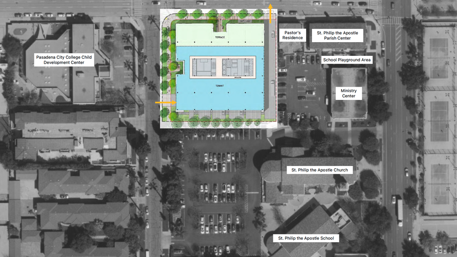 overhead map of existing area plus blue square