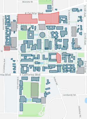 campus map showing four construction zones