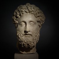 Marble head from a statue of the Emperor Commodus.