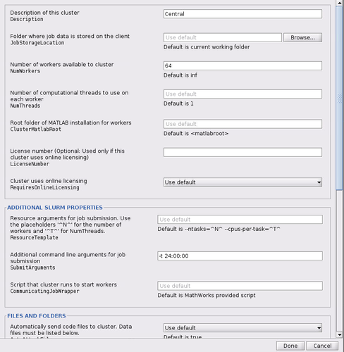 Configuring Matlab DCE cluster