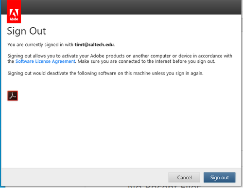 adobe acrobat sign out window