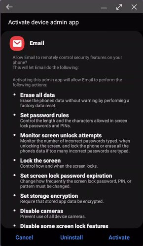 alumni android settings