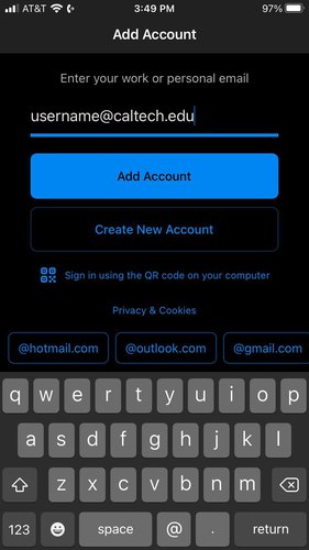 apple outlook mobile add account screen