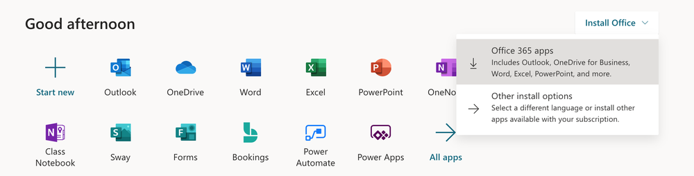 Microsoft office install button