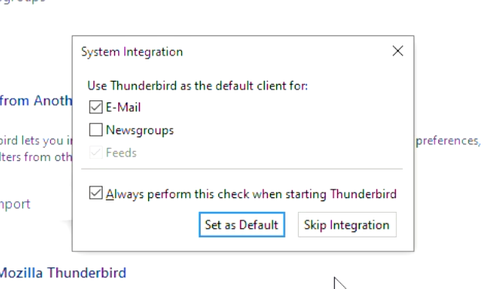 thunderbird set as default