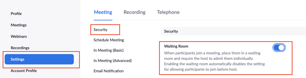 zoom waiting room settings