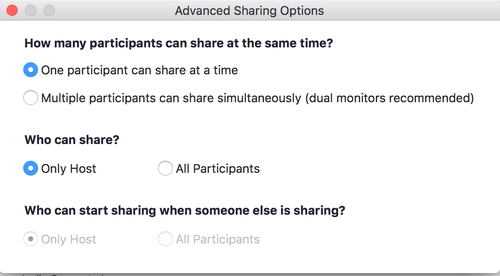 zoom screen sharing options