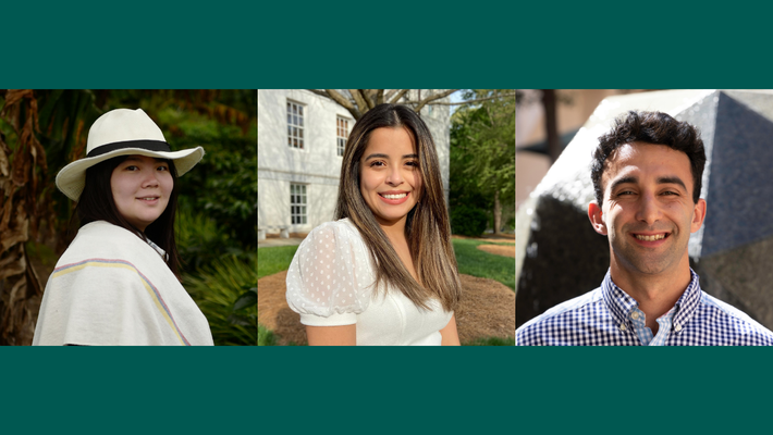 A banner with photos of Chuqi Lu, Camila Suarez, and Jacob Rothbaum.