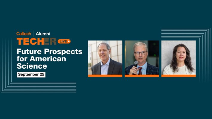 Event poster with images of three speakers
