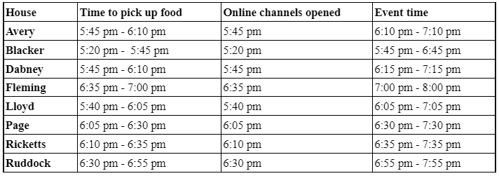Dinner Schedule