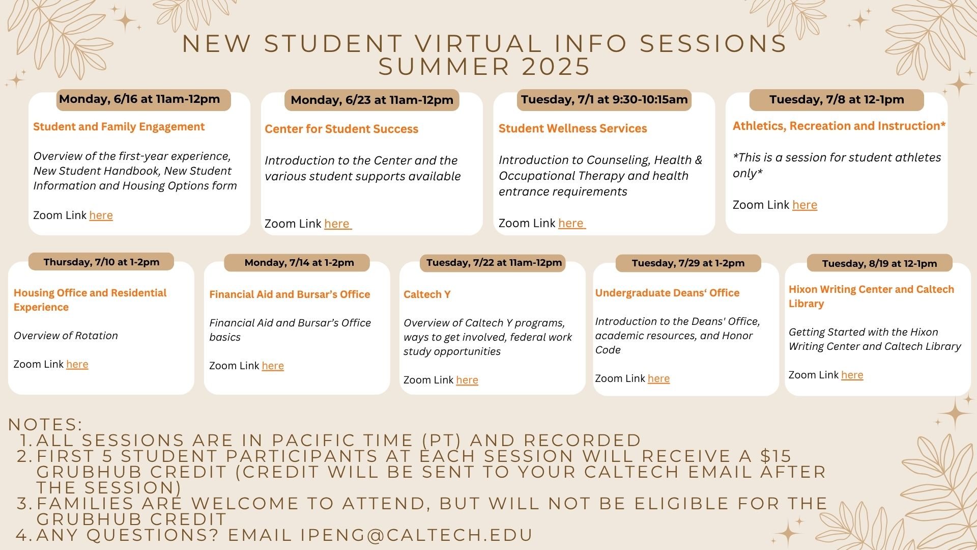 info session schedule