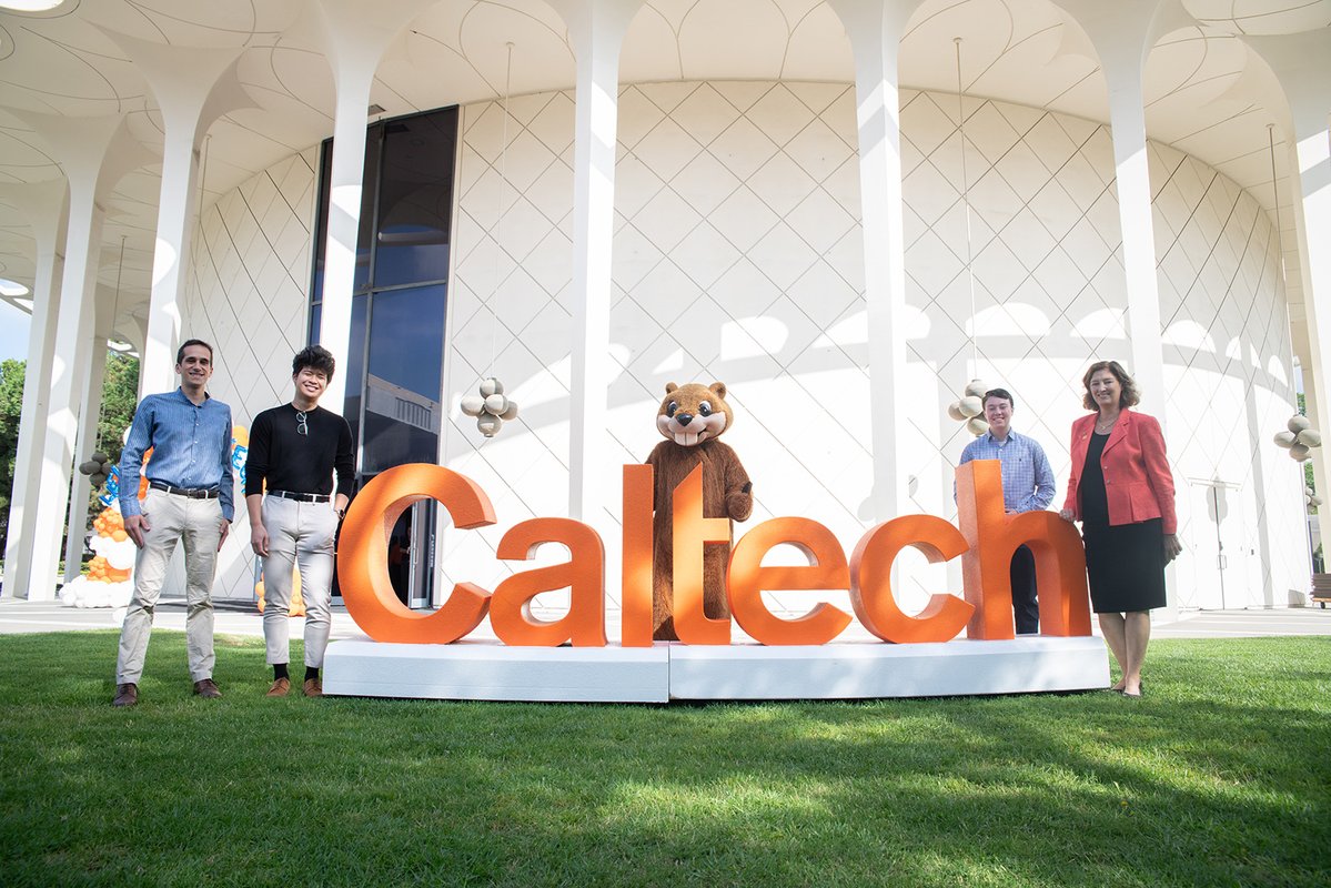 From left to right: Matteo Guareschi, Matt Ratanapanichkich, Bernoulli the beaver, Alex Burr, and Laurie Leshin