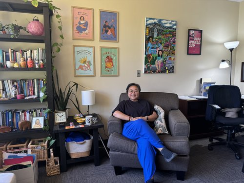 Dr. Saeromi Kim sits in their office