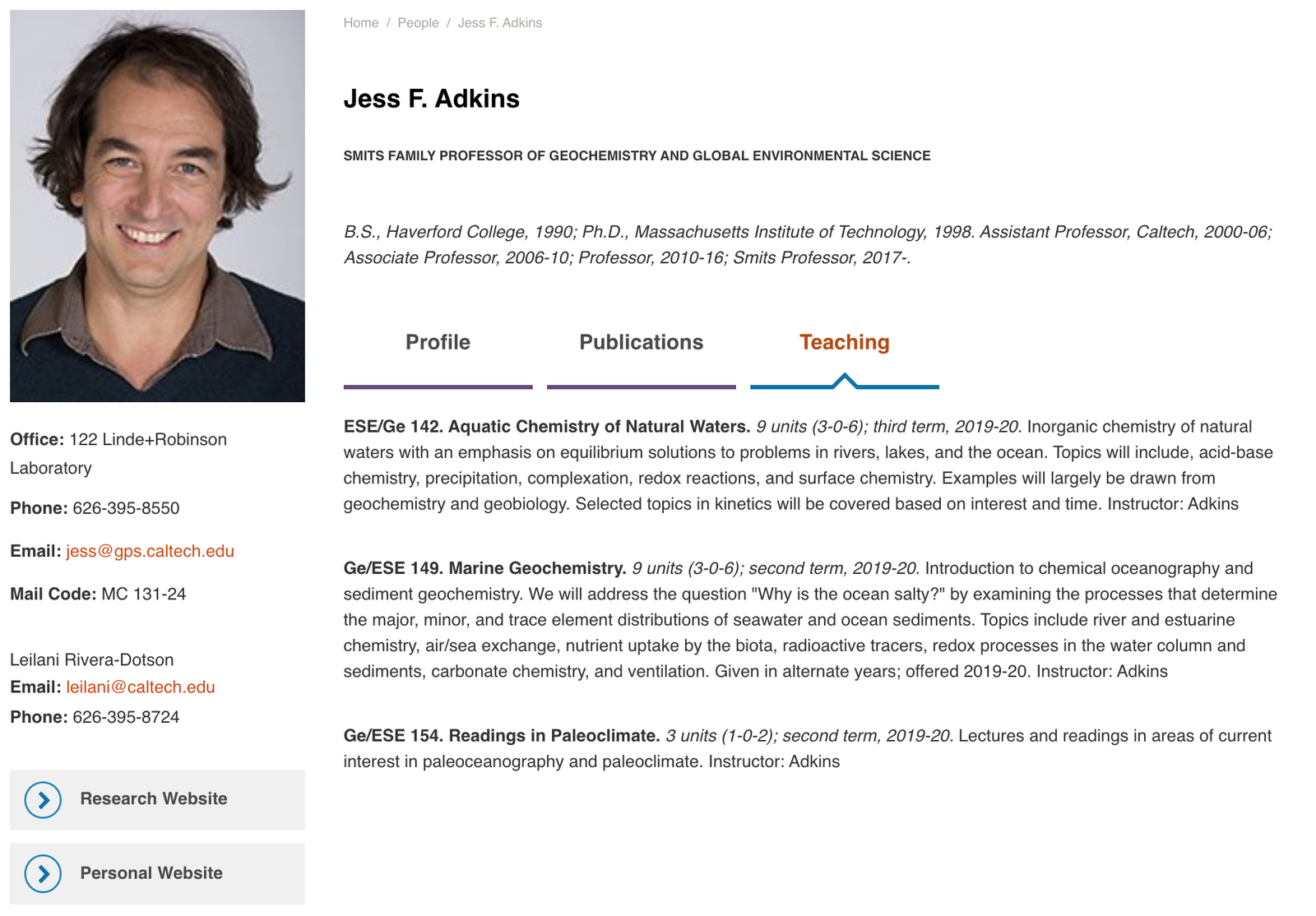 Faculty Person Page