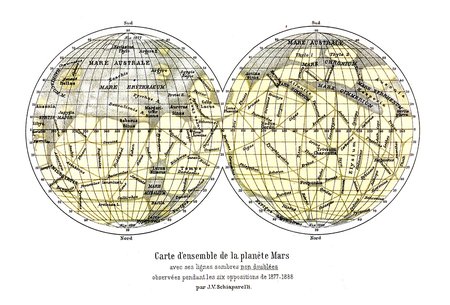 Schiaparelli's map of Mars with canals