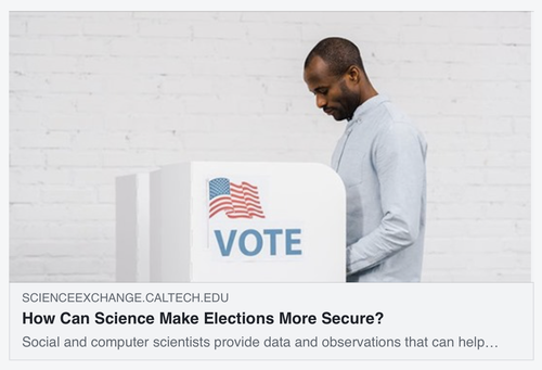 Example of a Facebook share of one of the pages on Science Exchange
