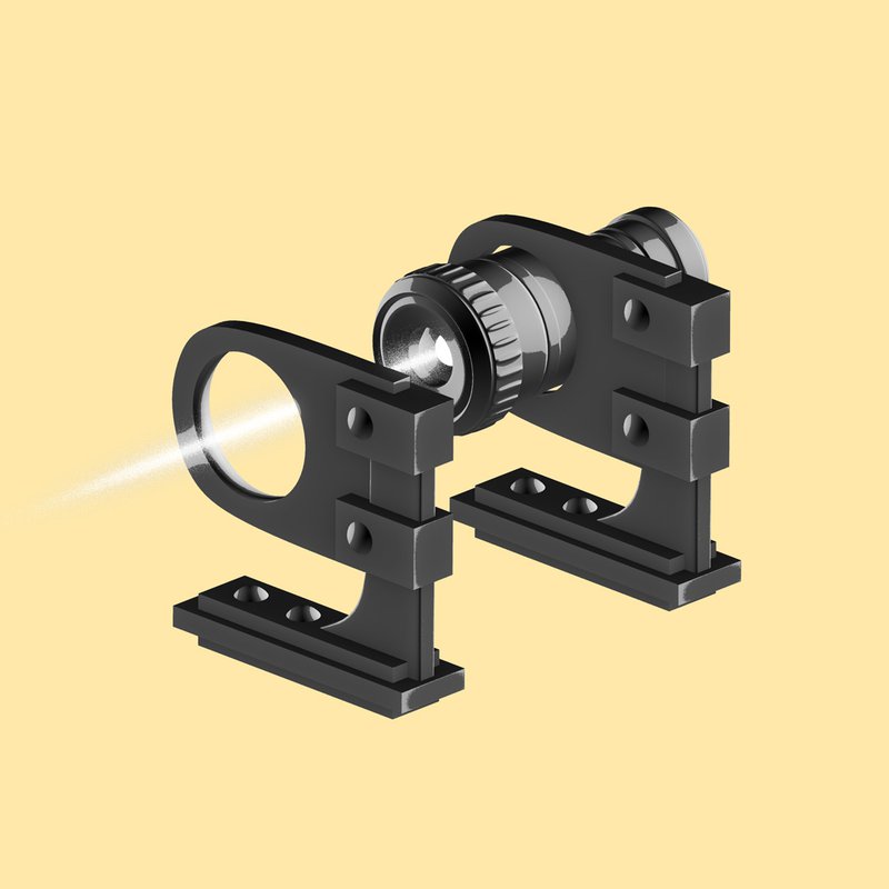 Illustration of a laser shining through a lens