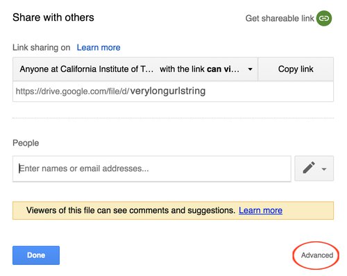 Google Drive Advanced Share permissions